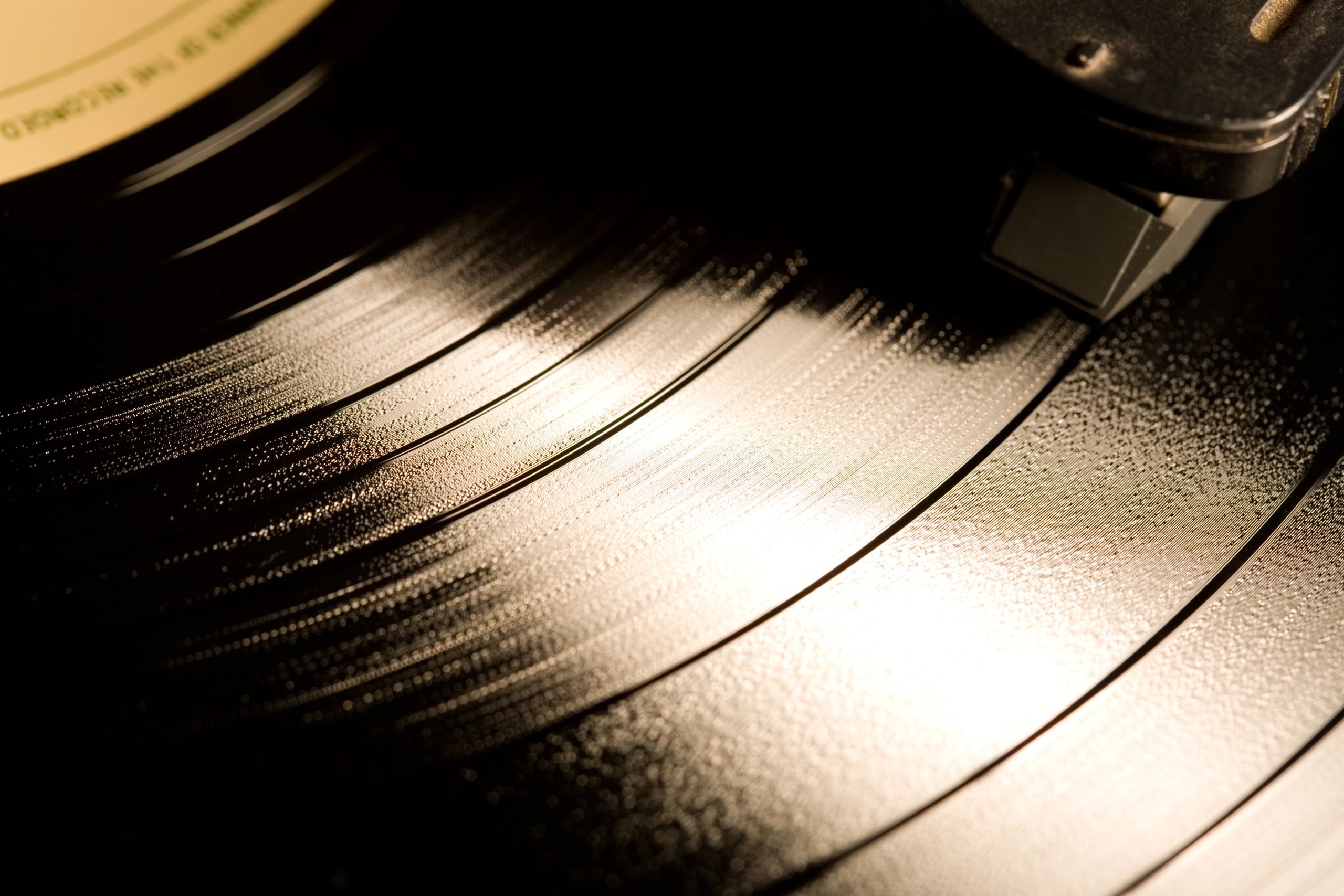Close-up of a record playing on a turntable